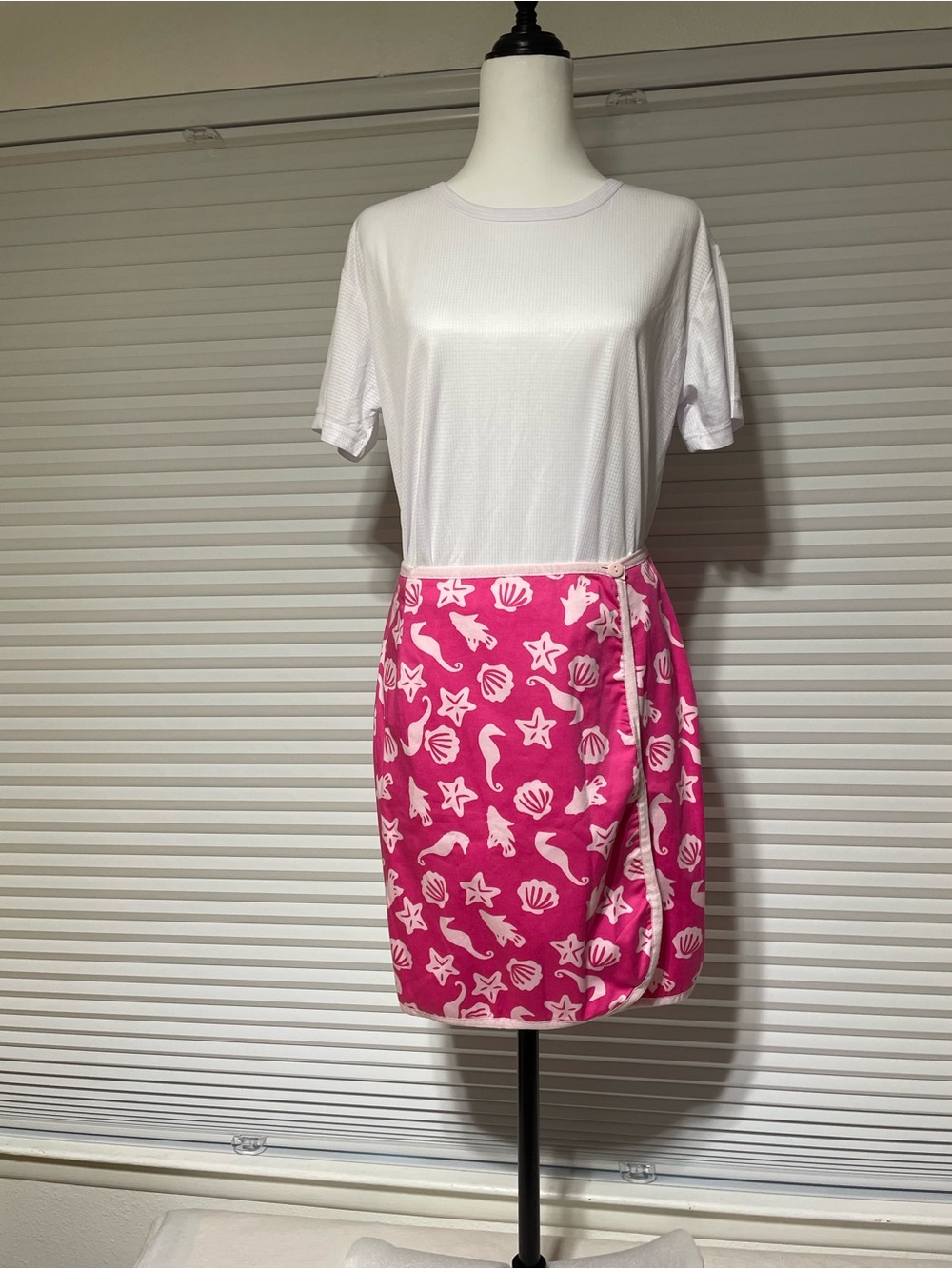 Pink Seashell Print Wrap Skirt